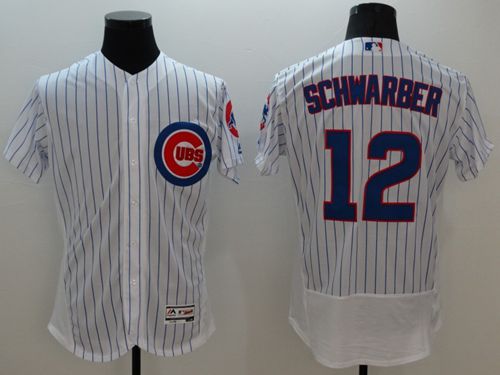 Cubs #12 Kyle Schwarber White Flexbase Authentic Collection Stitched MLB Jersey - Click Image to Close